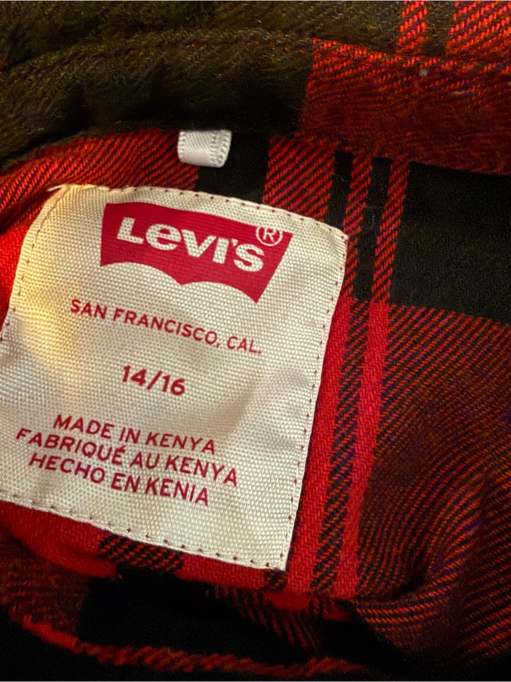 Levi’s Boys Classic Buffalo Plaid Flannel Shirt Size 14/16 - Picture 6 of 7